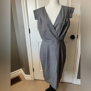 Elegant Gray Faux Wrap Dress